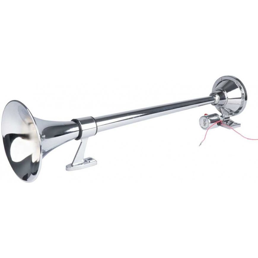 Klaxon fanfara szynał ząkowy chrome 640 mm 12v 24v amio-04076
