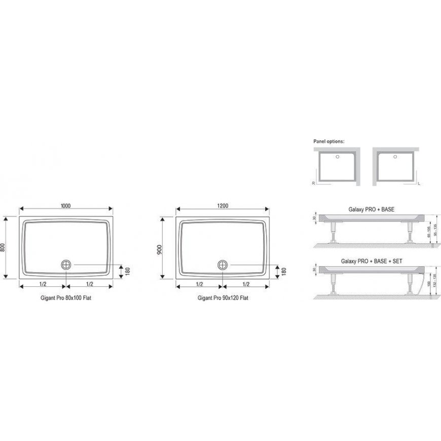Cast shower tray Ravak Gigant Pro Flat, 120x80 white – 3
