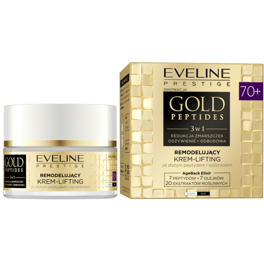 Kremas-liftingas Eveline Cosmetics Gold Peptides, stangrinamasis, 70+, 50 ml – 2