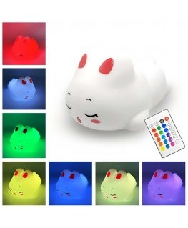 Media-Tech POKKY Dreaming Bunny - Silicone, multicolored night lamp with rechargeable battery. Control by tapping or with the re