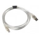 Lanberg CA-USBA-12CC-0018-TR USB-kaabel USB 2.0 1,8 m USB B Läbipaistev