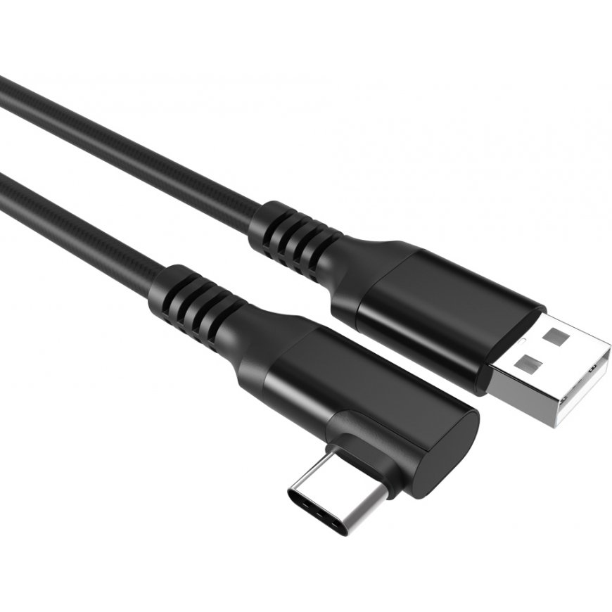 Fuj:tech USB-C 90° - USB-A -kaapeli, 1 m, musta – 3