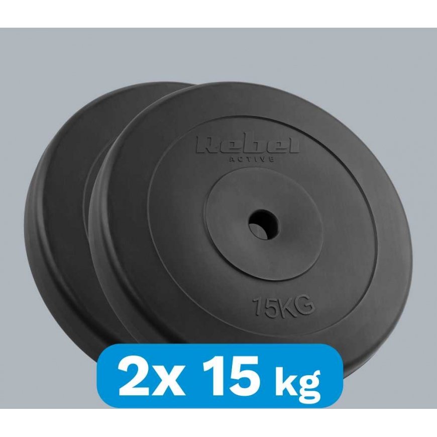 Bituminių svarelių rinkinys 2x15kg, skylė 31mm, klasikinė plokštė, REBEL ACTIVE – 5