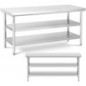 Royal Catering Table, central steel table top, 2 shelves, 180 x 60 cm Royal Catering Table, central steel table top, 2 shelves, 180 x 60 cm