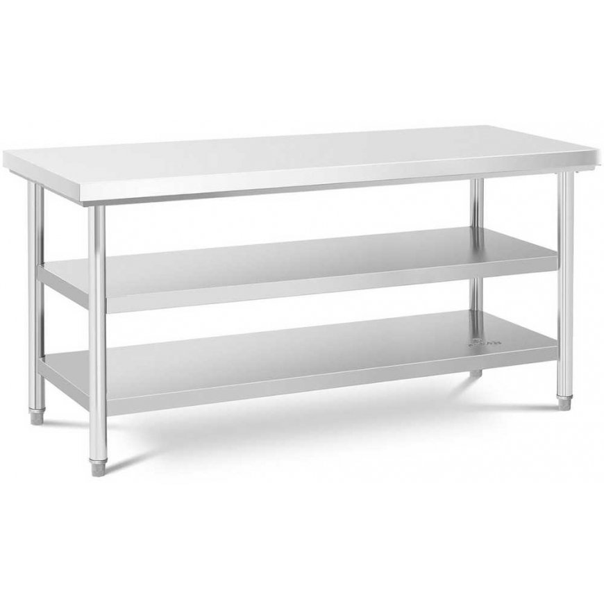 Royal Catering Stalas, centrinis plieno stalviršis, 2 lentynos, 180 x 60 cm – 2