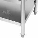 Royal Catering Stalas, centrinis plieno stalviršis, 2 lentynos, 180 x 60 cm Royal Catering Stalas, centrinis plieno stalviršis, 2 lentynos, 180 x 60 cm