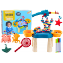 Lean Toys Multifunctional Table 4in1 Blocks Fishing Drawing Mėlyna