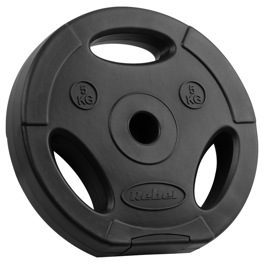 Bituminių svarelių rinkinys 4x5kg, skylė 31mm, plokštė su rankenomis, REBEL ACTIVE – 2