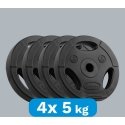Set of bituminous weights 4x5kg, hole 31mm, plate with handles, REBEL ACTIVE Set of bituminous weights 4x5kg, hole 31mm, plate with handles, REBEL ACTIVE