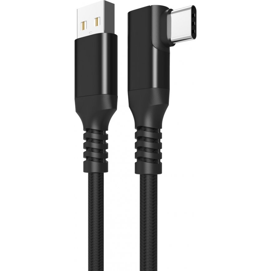 Fuj:tech USB-C 90° - USB-A -kaapeli, 2 m, musta – 2