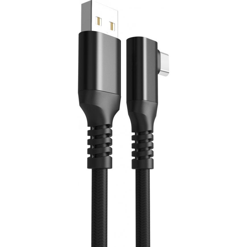 Fuj:tech USB-C 90° - USB-A -kaapeli, 2 m, musta – 5