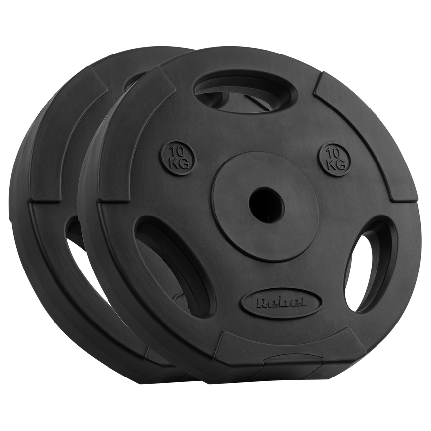 Set of bituminous weights 2x10kg, hole 31mm, plate with handles, REBEL ACTIVE