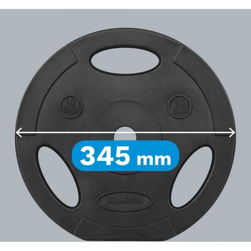 Set of bituminous weights 2x10kg, hole 31mm, plate with handles, REBEL ACTIVE – 5