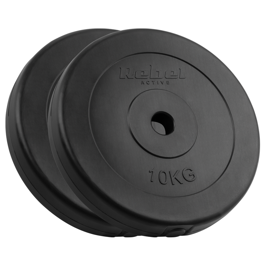 Bituminių svarelių rinkinys 2x10kg, skylė 31mm, klasikinė plokštė, REBEL ACTIVE