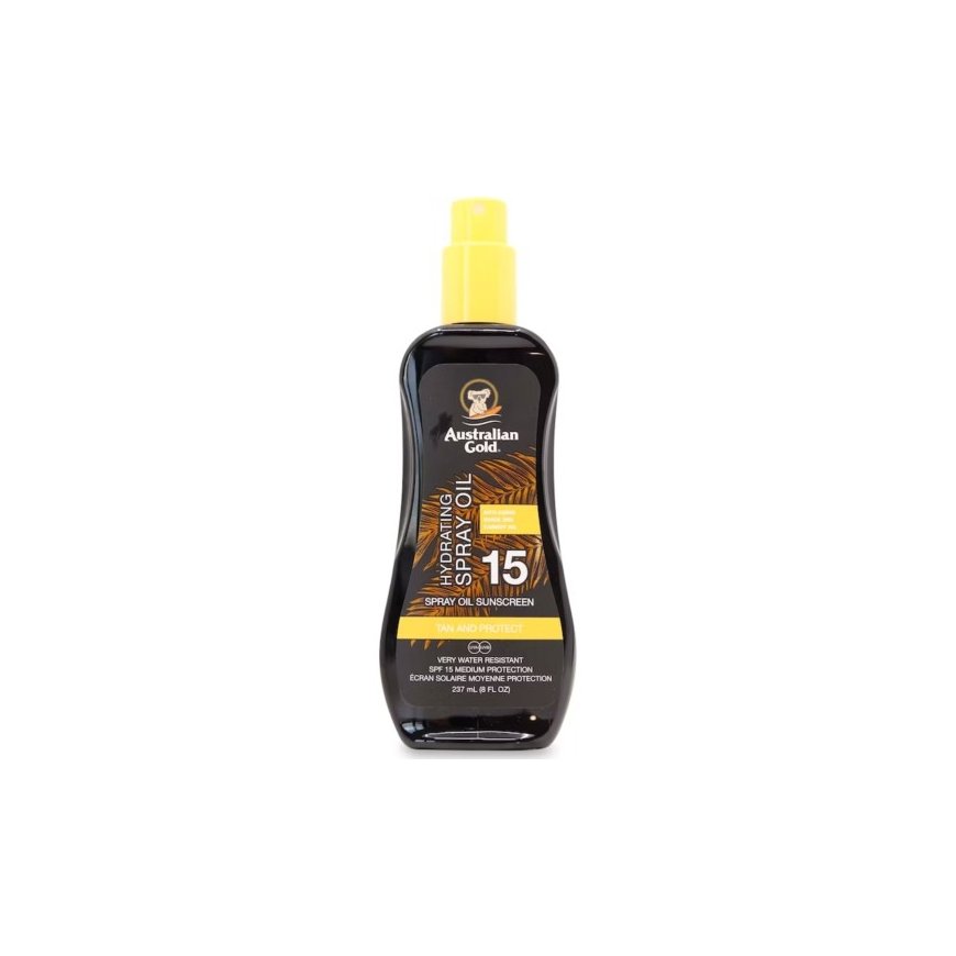 Australian Gold Suncreen SPF15 Spray Oil Hydrating Formula Drėkinantis apsauginis purškiamas aliejus nuo saulės, 237 ml