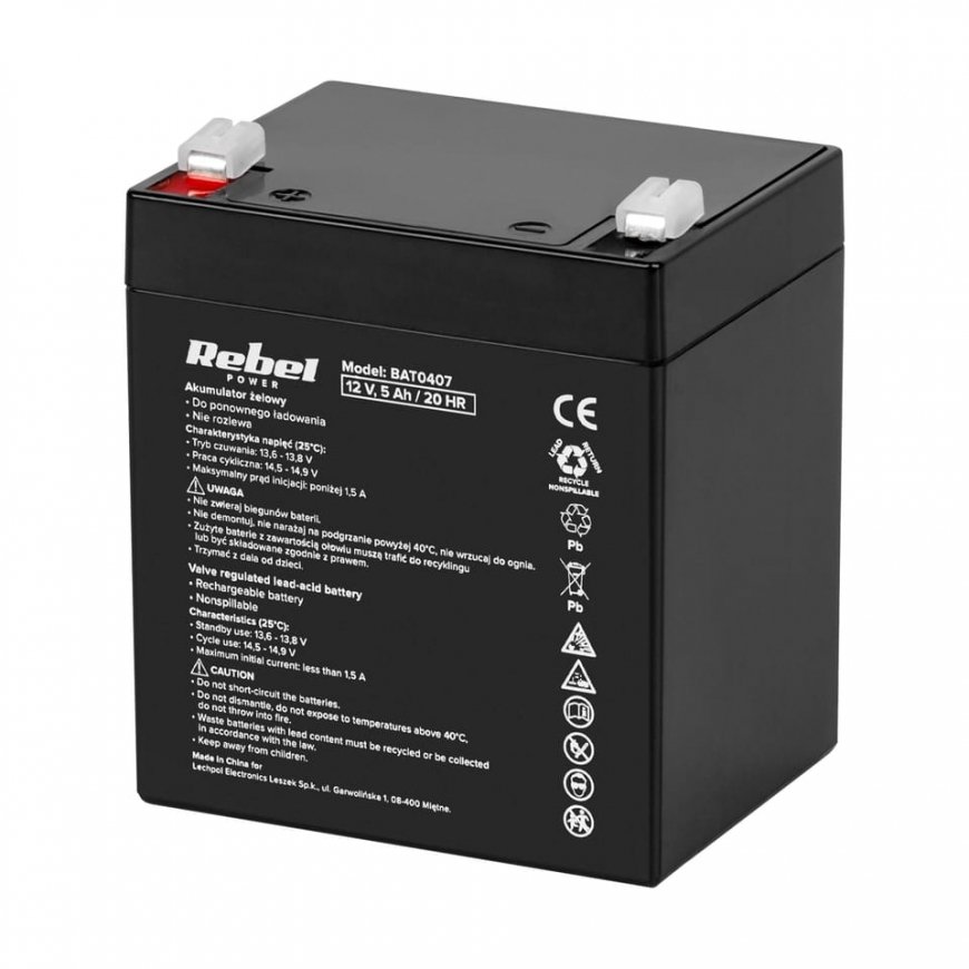 Battery żelowy Rebel 12V 5Ah