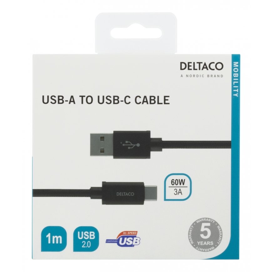 Deltaco USBC-1132M USB kabelis USB 2