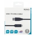 Deltaco USBC-1006M USB kabelis USB 2.0 2 m USB A Juoda