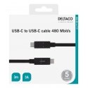 Deltaco USBC-2003M USB kabelis USB 2.0 3 m Melns Deltaco USBC-2003M USB kabelis USB 2.0 3 m Melns