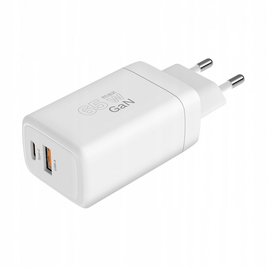 The charger connects to the network Kruger & Matz 65 W GaN with the function Power Delivery i Quick Charge – 2