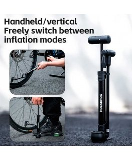 Rockbros 42310006001 bicycle pump with pressure gauge - black