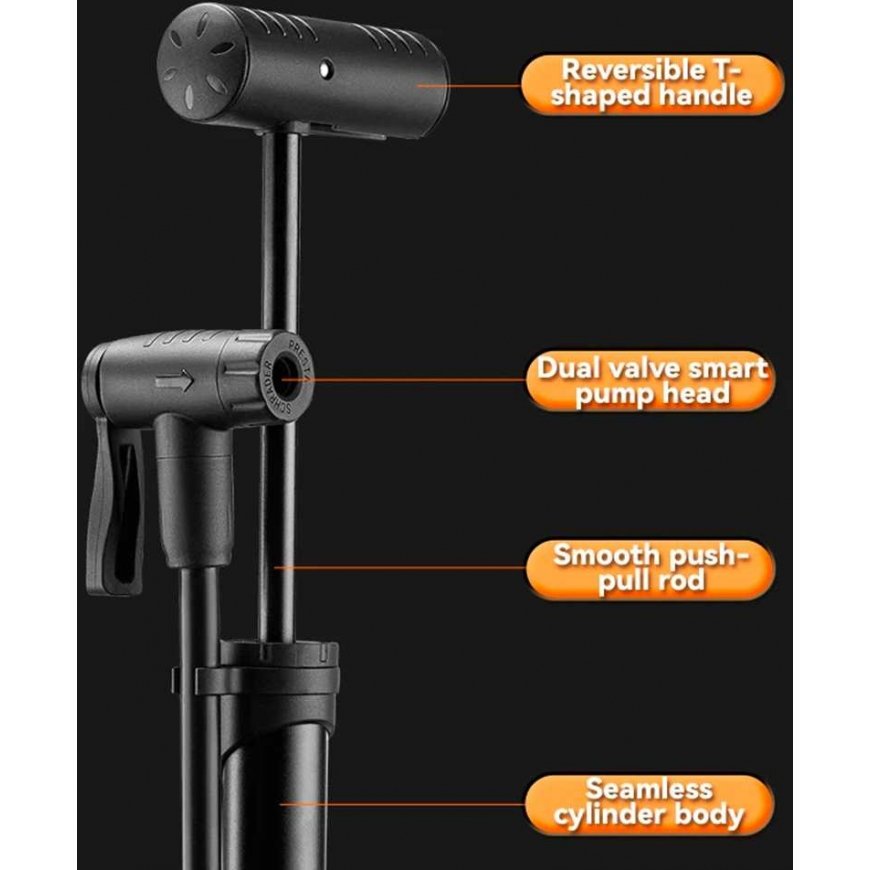 Rockbros 42310006001 bicycle pump with pressure gauge - black – 4