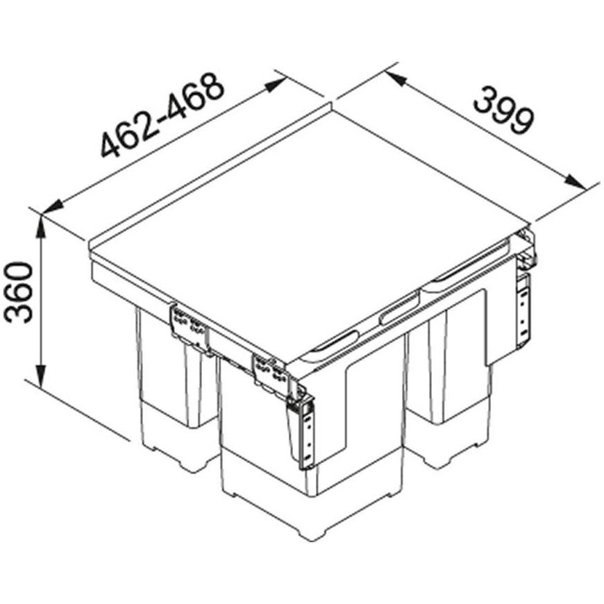Šiukšliadėžė FRANKE, Sorter Garbo, 50-3, 2x12l.+8l. – 5