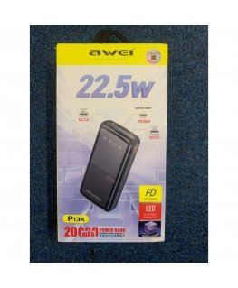 AWEI PowerBank P13K 20000mAh 22.5W czarny|black Digital Display
