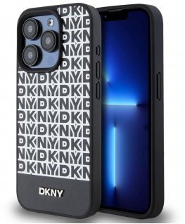 DKNY PU Leather Repeat Pattern Bottom Stripe MagSafe Case for iP