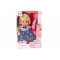 Lean Toys Doll In Navy Mėlyna Dress Peeing Bottle Rattle Sounds Lean Toys Doll In Navy Mėlyna Dress Peeing Bottle Rattle Sounds
