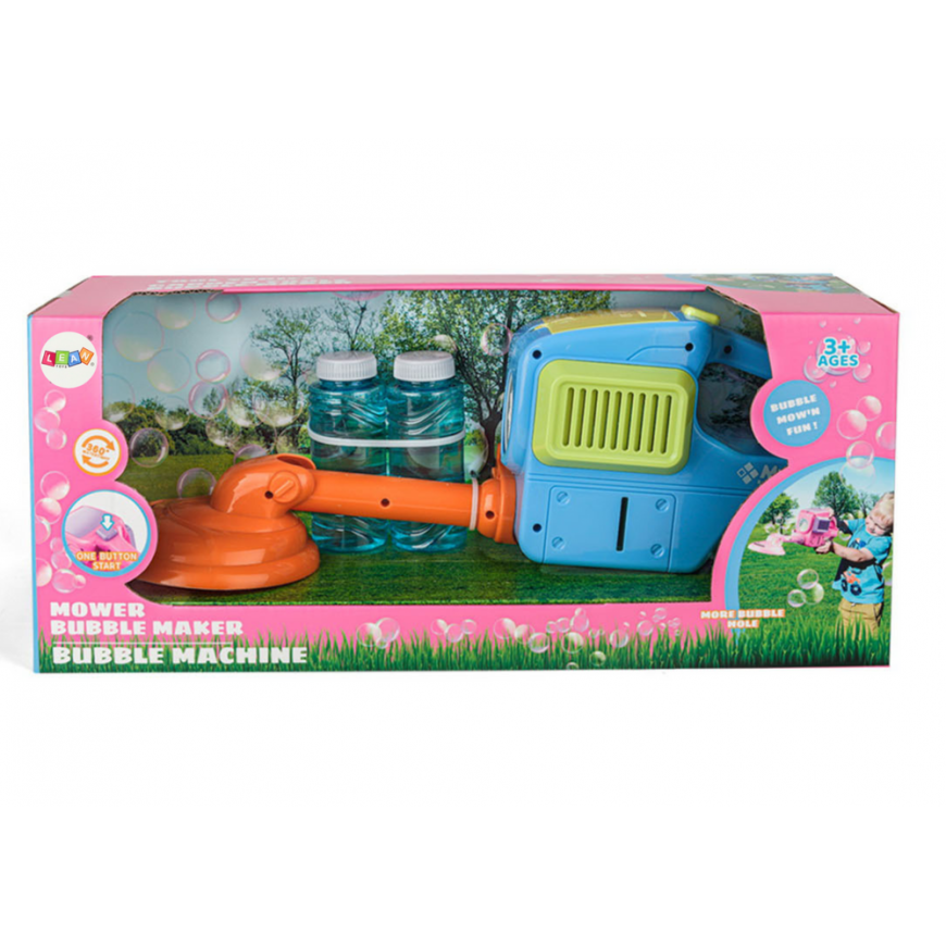 Lean Toys Soap Bubble Machine Lawnmower Mower Two Liquids Blue – 3