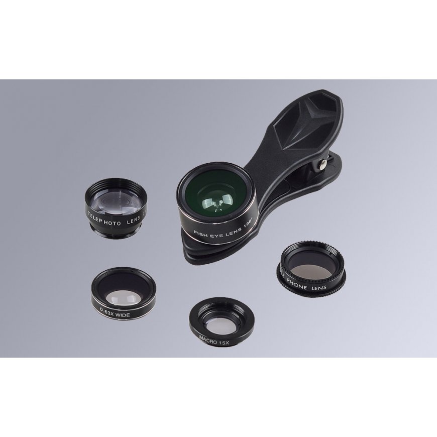 Mobile lens kit APEXEL APL-DG5H 5 in 1 universal (black)