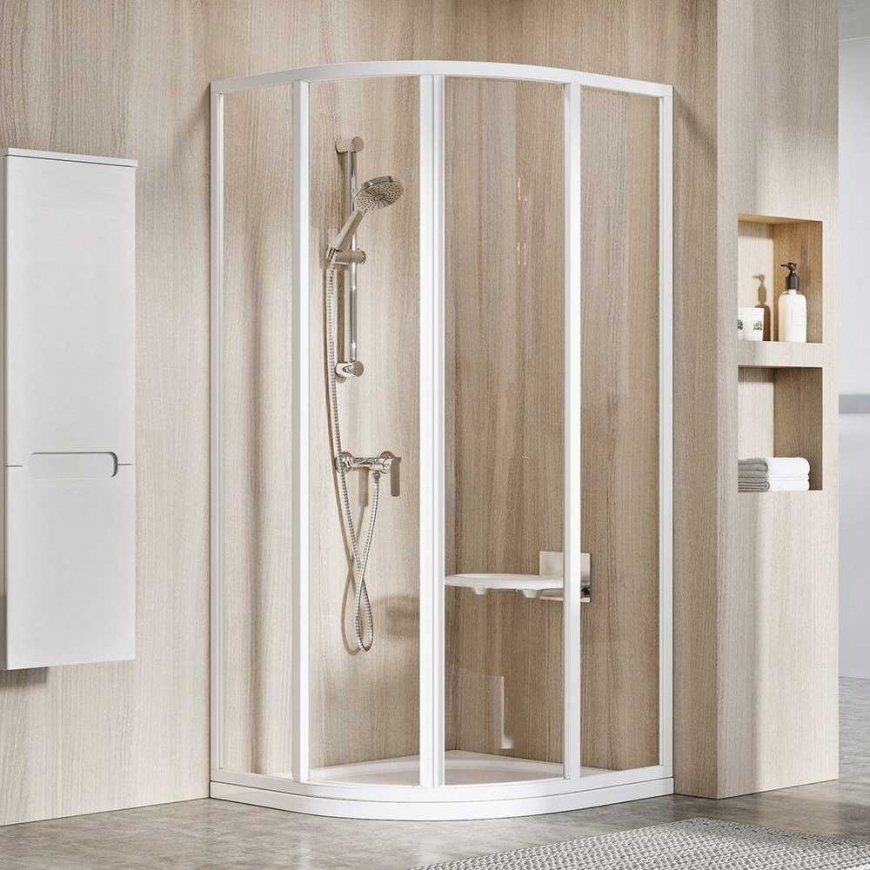 Semicircular shower cabin Ravak Supernova, SKCP4-90 195, white + Transparent glass