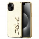 Karl Lagerfeld Wrinkled PU Signature Logo Case for iPhone 15 Gol Karl Lagerfeld Wrinkled PU Signature Logo Case for iPhone 15 Gol