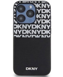 DKNY PU Leather Repeat Pattern Card Pocket Case for iPhone 14 Pr