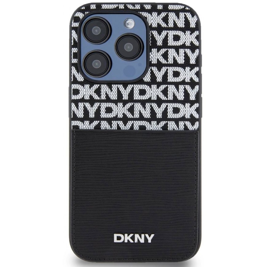 DKNY PU Leather Repeat Pattern Card Pocket Case for iPhone 14 Pr