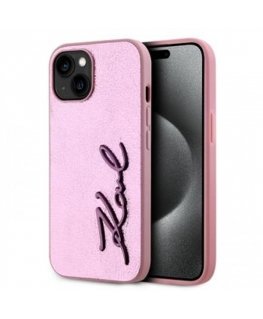 Karl Lagerfeld Wrinkled PU Signature Logo Case for iPhone 15 Pin