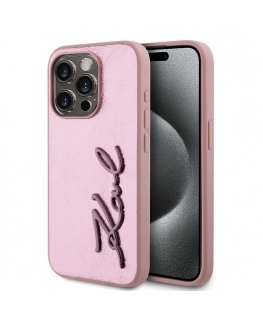 Karl Lagerfeld Wrinkled PU Signature Logo Case for iPhone 15 Pro