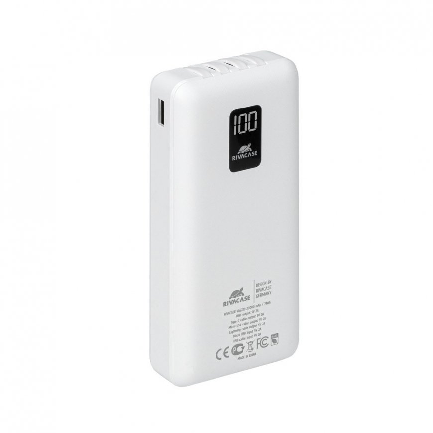 Rivacase VA2220 akku- ja paristolaturi Litium polymeeri (LiPo) 20000 mAh Valkoinen