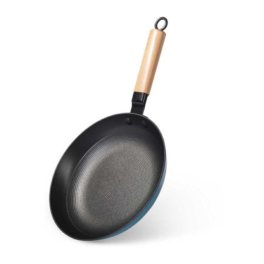 Fissman Frying pan SEAGREEN 24x4.5cm with wooden handle (enameled cast iron)