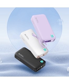 USAMS Powerbank ze zwijanym kablem Retractable Lightning 10000 m