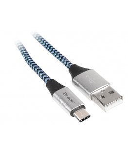 Tracer TRAKBK46266 USB-kaabel USB 2.0 1 m USB C USB A Must, Sinine, Hõbe