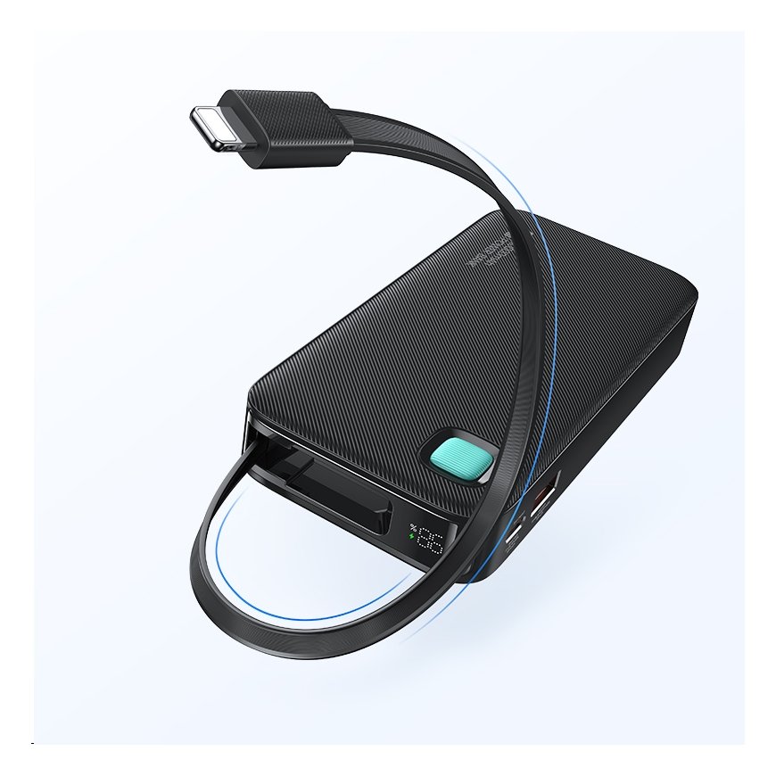 USAMS Powerbank ze zwijanym kablem Retractable Lightning 10000 m