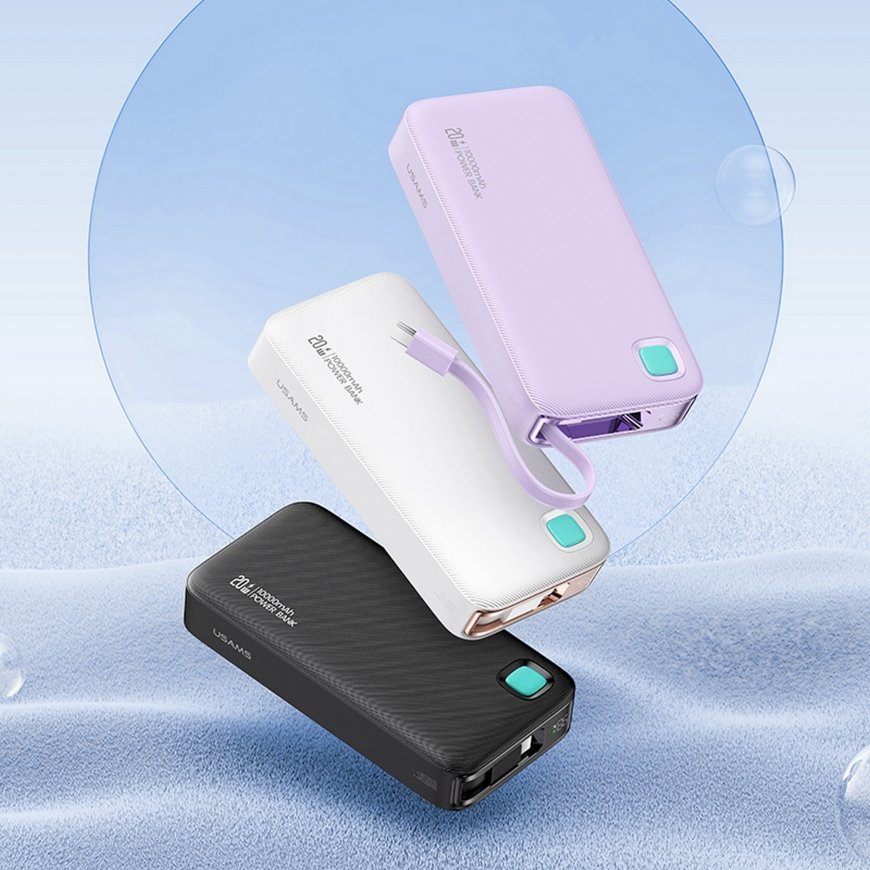 USAMS Powerbank ze zwijanym kablem Retractable Lightning 10000 m – 2
