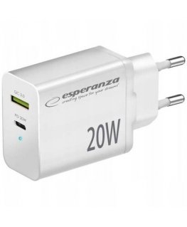 Esperanza EZC105W Wall charger Type C 20W + USB QC3.0 18W