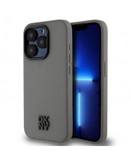 DKNY PU Leather Stack Logo Magsafe Case for iPhone 15 Pro Max Gr