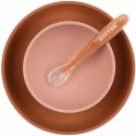 Nattou silikoniniai indai vaikams, 4in1 rinkinys su seilineliu | Rožinis