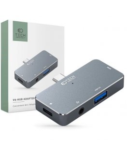 HUB Tech-Protect V6 4in1 USB-C - USB-A 3.0 | USB-C PD100W | HDMI