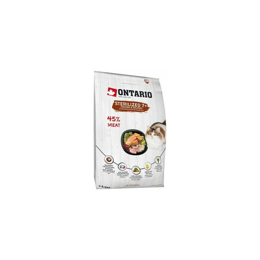 Dry cat food - Ontario Cat Sterilised 7+, 6.5 kg