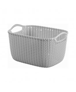 Basket Knit S rectangle 8L 30x22x17cm light grey